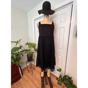 TORRID BLACK LACE SQUARE NECK MIDI SKATER DRESS NWT